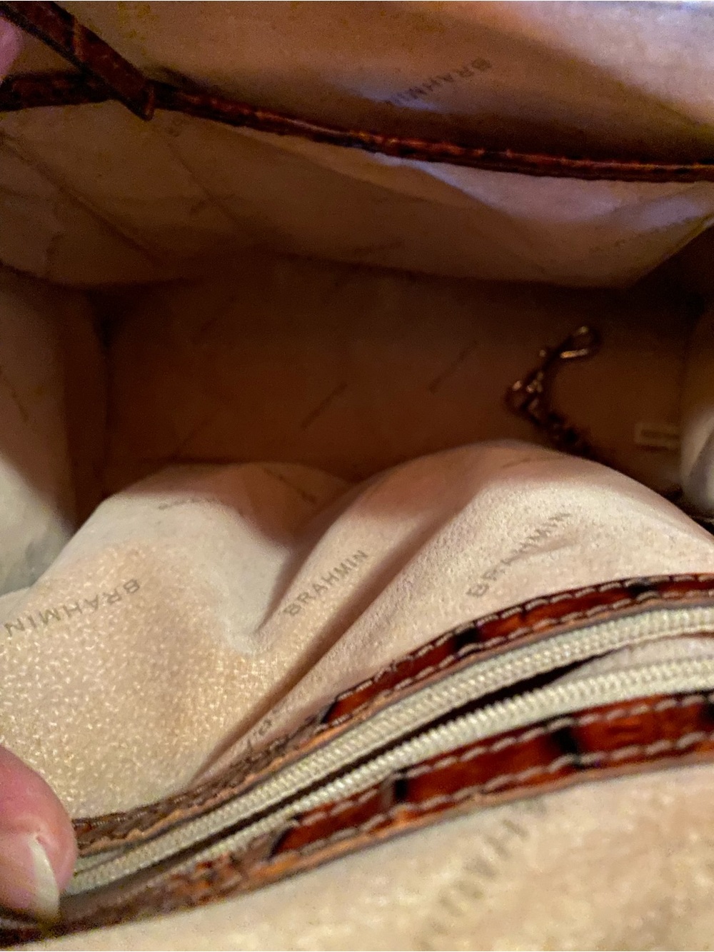 Brahmin Dark Brown Croc-Embossed Leather Caroline Satchel - Picture 8 of 10